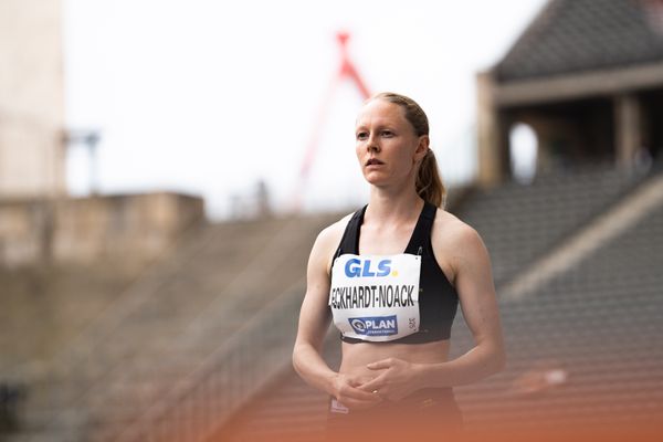 Neele Eckhardt (LG Goettingen) im Dreisprung waehrend der deutschen Leichtathletik-Meisterschaften im Olympiastadion am 25.06.2022 in Berlin